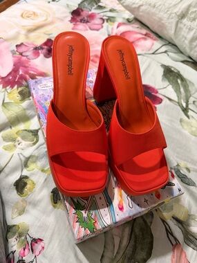 Jeffrey Campbell Bright Red Open-Toe Slide Heels